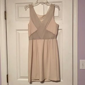 Cream dress with sheer paneling